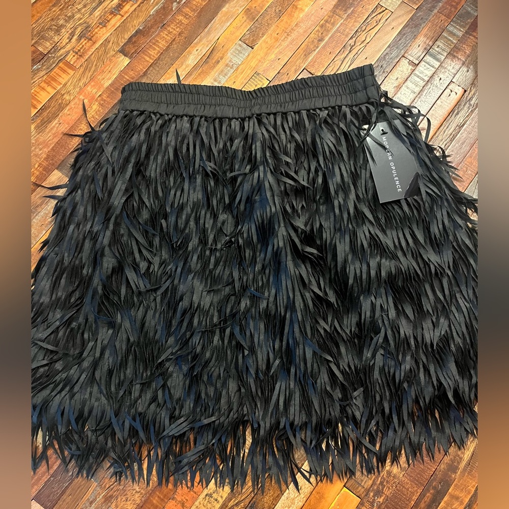 NWT Black Fringe Miniskirt
